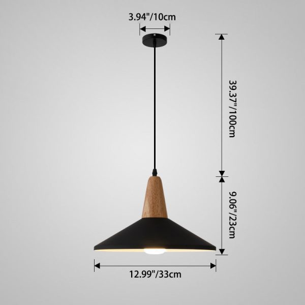 Nordic Minimalist Macaron Solid Color Aluminum Wood 1-Light Pendant Light - Image 5