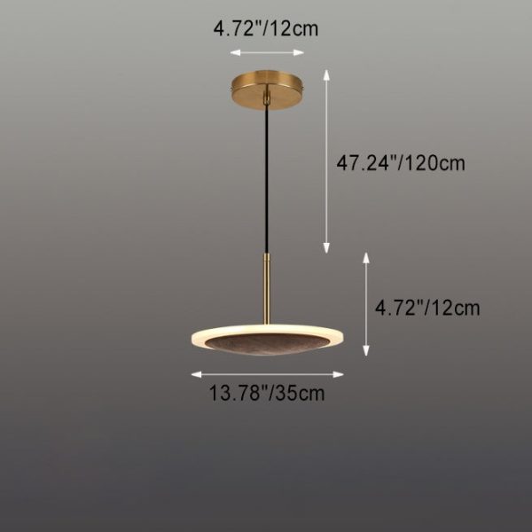 Modern Round Brown Walnut Wood 1-Light LED Pendant Light - Image 6