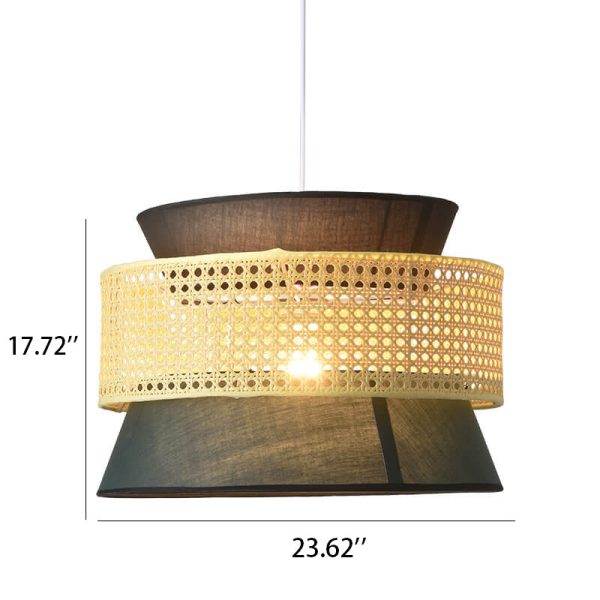 Modern Rattan Japanese Drum Shape 1-Light Pendant Light - Image 7