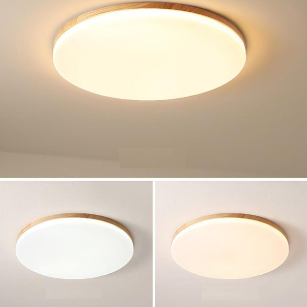 Circular Minimalist Flush Mount Dining Room Light Bamboo Acrylic LED Ceiling Lights - Image 10