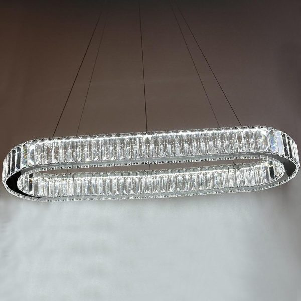 Chrome Golden Crystal Clear Beauty Oval Ring Hanging Pendant Chandelier - Image 7