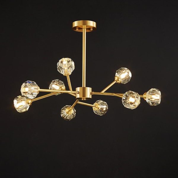 15-light LED Crystal Copper Modern Sputnik Chandelier Ceiling Lights - Image 5