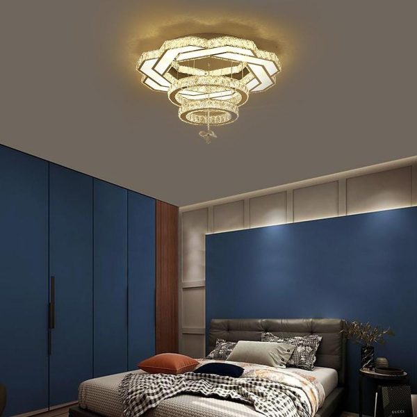 Ambient Crystal LED Flush Mount Light - 20''/24''/31'', Gold or Silver - Image 5