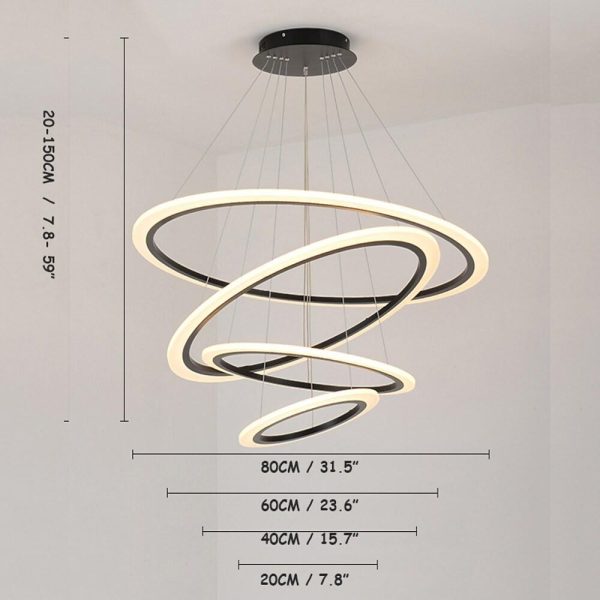 4-ring Geometric LED Modern Chandelier Pendant Light Hanging Lamp Island Lights - Image 5
