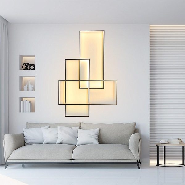 Overlapping Rectangles Aluminum Geometric Style Flush Mount Lighting LED Ceiling Light - Image 2