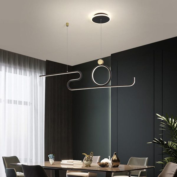 Circle Curved Linear LED Modern Pendant Light Hanging Lamp Island Lights - Image 3