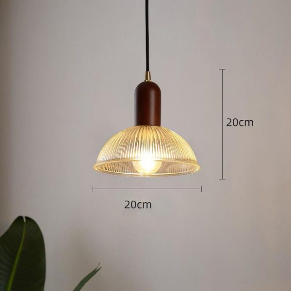 Country Glass Bamboo Wood Pendant Lighting Bowl Vintage Pendant Lighting - Image 9