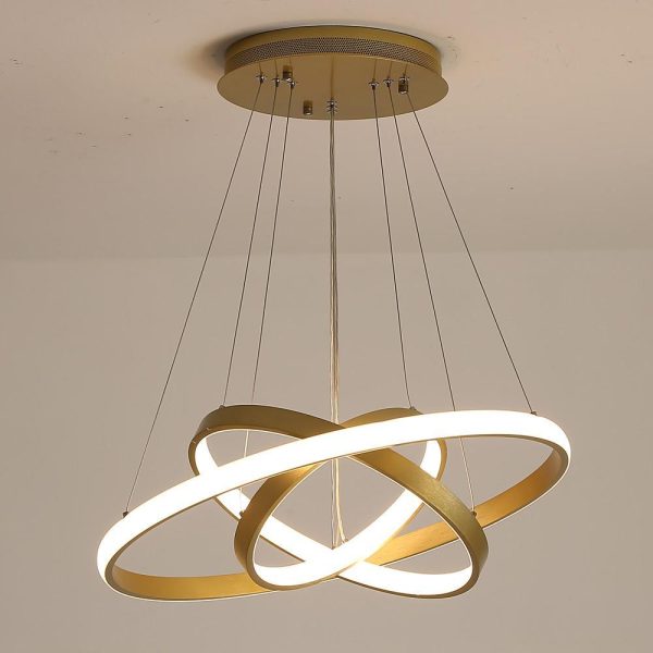 3-ring Dimmable Contemporary Gold LED Chandelier Light Dining Room Chandeliers Lamp - Image 7