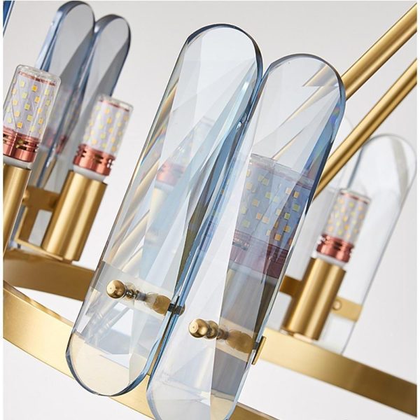 8-light LED Circular Glass Copper Nordic Chandelier Pendant Lighting - Image 10