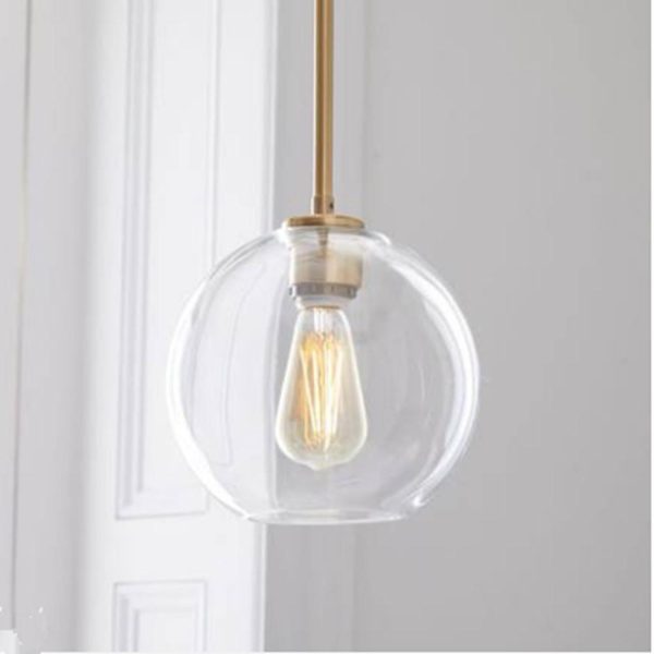 Modern Glass Metal Globe Island Industrial Pendant Light over Island - Image 4