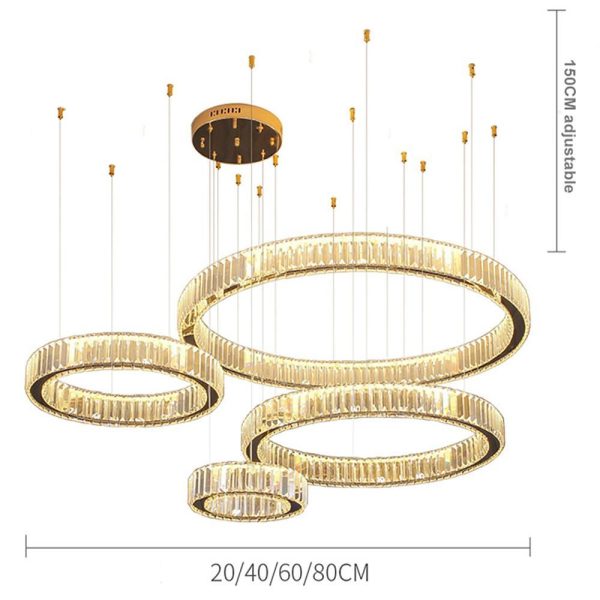 4-Ring Gold Large Chandeliers for Foyer Modern Crystal Chandelier - Image 8