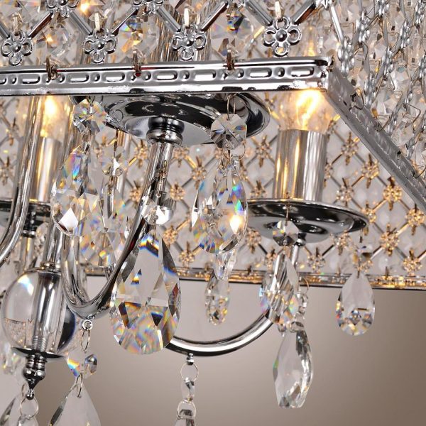 Square Electroplated Metal Glass LED Nordic Chandeliers Pendant Light - Image 9