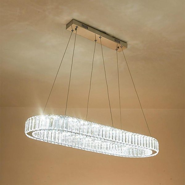 Chrome Golden Crystal Clear Beauty Oval Ring Hanging Pendant Chandelier - Image 3