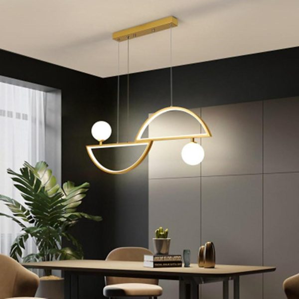 2 Semi Circles Glass Globes LED Dimmable Modern Pendant Lighting Chandeliers - Image 2