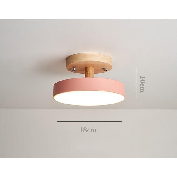 Round Minimalist Drum Flush Mount Light Metal Bamboo LED Ceiling Light - Image 6
