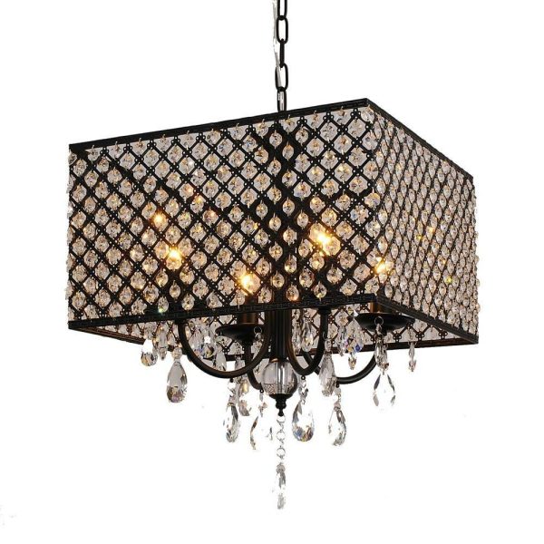 Square Electroplated Metal Glass LED Nordic Chandeliers Pendant Light - Image 7