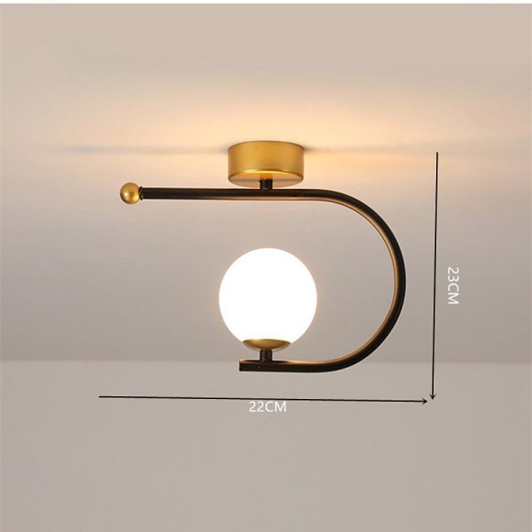 Black Flush Mount Ceiling Light Curves Globe Traditional Light - Image 6