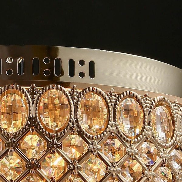 4-Light Drum Shaped Crystal Metal Modern Flush Mount Lighting Chandelier - Image 6