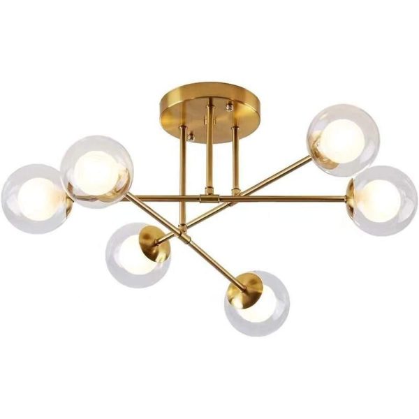 6-light Glass Globe LED Modern Pendant Light Hanging Lamp Island Lights - Image 8