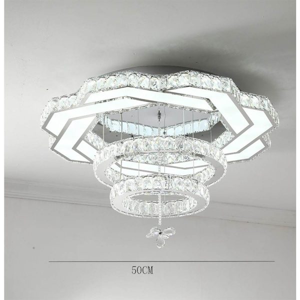 Ambient Crystal LED Flush Mount Light - 20''/24''/31'', Gold or Silver - Image 6
