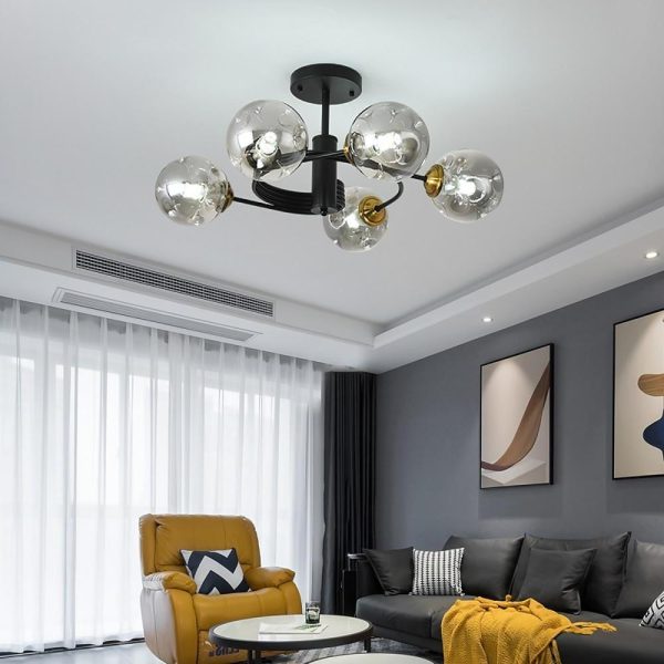 Swirling Nordic Globe Bubble Chandelier Metal Glass Bedroom Chandelier - Image 2