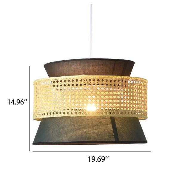 Modern Rattan Japanese Drum Shape 1-Light Pendant Light - Image 6