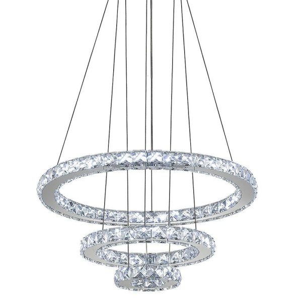 3-Ring Adjustable Circles Tiered Crystal Bling Hanging Modern Chandeliers - Image 11