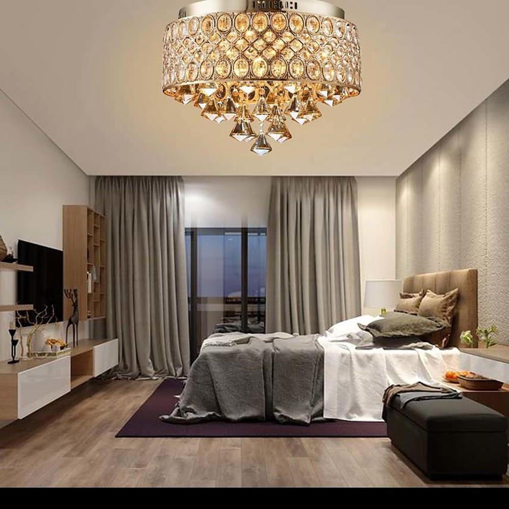 fbvr1606112259853-72ff2122-875e-4944-b034-36ad95d95f0b-746061.jpg 4-Light Drum Shaped Crystal Metal Modern Flush Mount Lighting Chandelier - Image 1