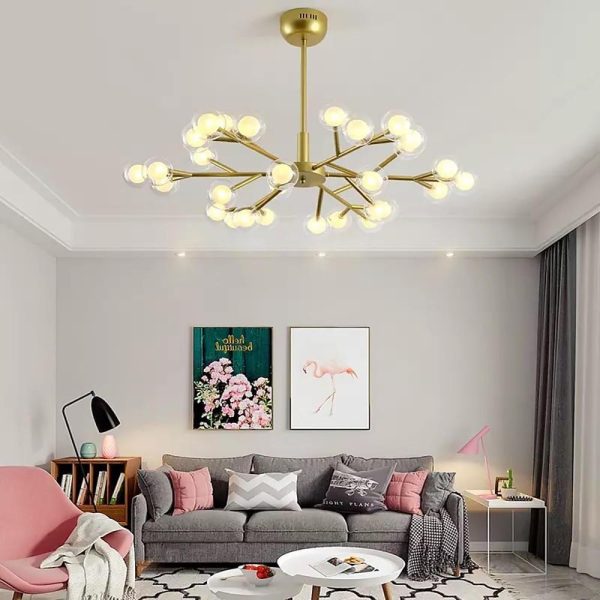 Novelty Iron Chandelier with 30-Light glass orbs bubble, 33'' Wide, LED Lighting - Image 4