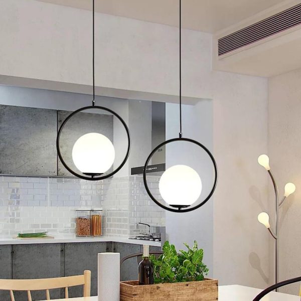 Circle Glass Globe Pendant Light Island Kitchen Dining Room Lighting - Image 4