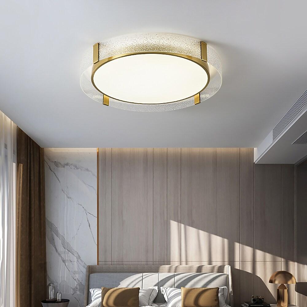 fkitvh1616735234752-b7937898-25b2-4e3a-aaa9-3aa7a50e96f2.jpg Circular Glass Copper LED Nordic Ceiling Lights Flush Mount Lighting - Image 1