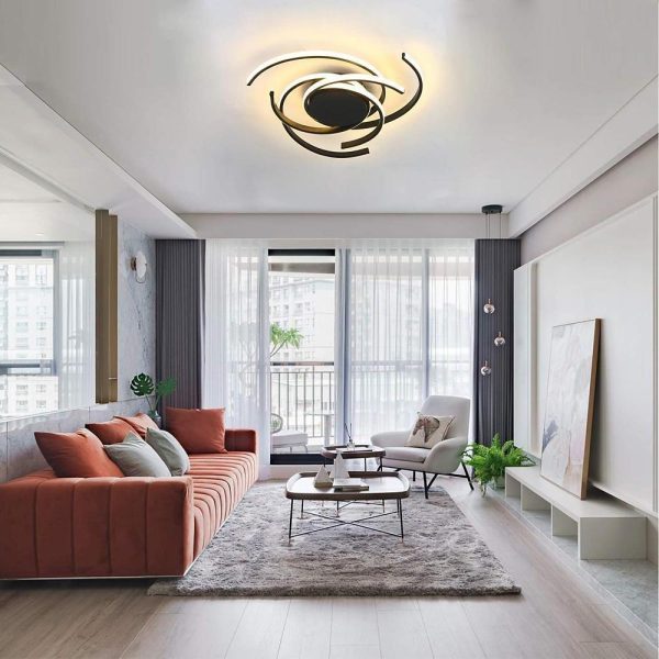 30 Inch Swirls Circle Abstract LED Flush Mount Ceiling Light for Living Room - Image 13