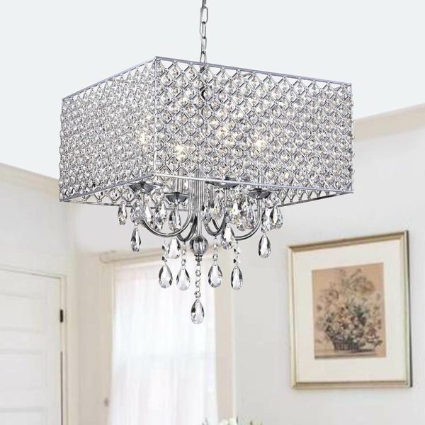 Square Electroplated Metal Glass LED Nordic Chandeliers Pendant Light - Image 2