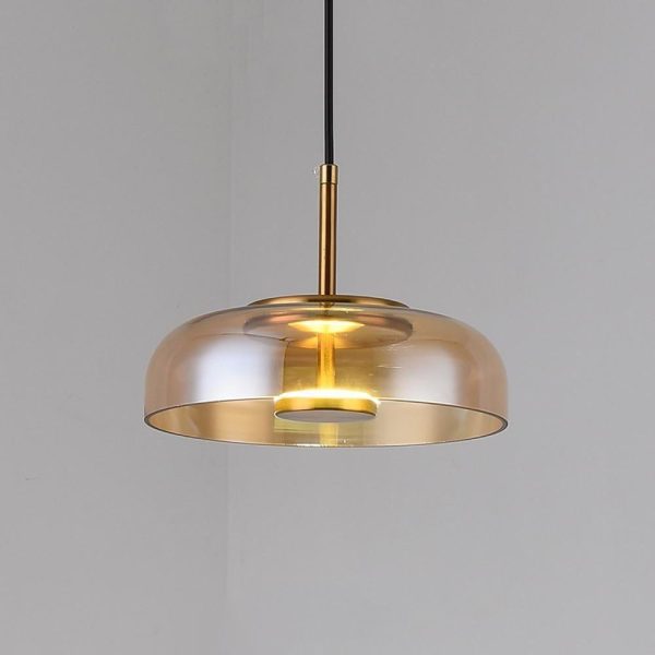 Circular Electroplated Metal Glass LED Modern Pendant Light Hanging Lamp - Image 6