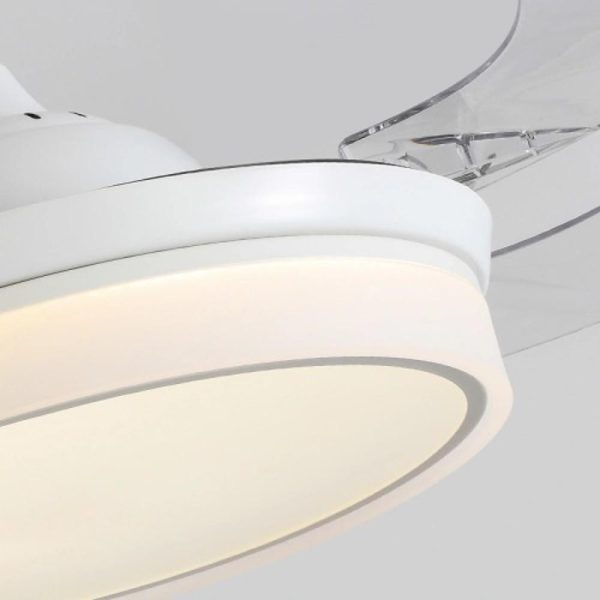 4 Blades White Retractable Ceiling Fan with Light - Image 3