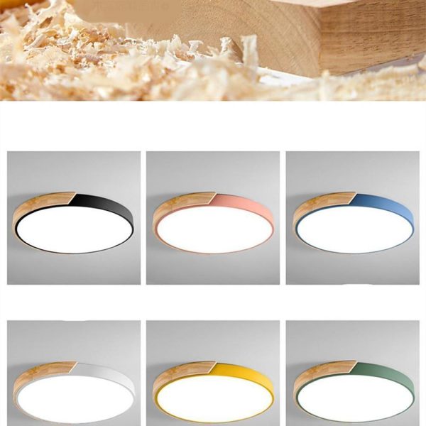 Circular LED Wood Nordic Ceiling Lights Flush Mount Lighting Ceiling Lamp - Image 7