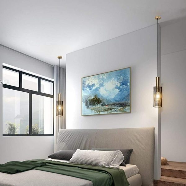 Cylinder Hanging Pendant Lights Metal Modern LED Bedroom Ceiling Lights - Image 3