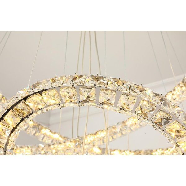3/4-Light LED Tiered Chandelier LED Crystal Ring Hanging Pendant Light - Image 15