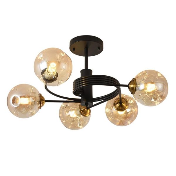 Swirling Nordic Globe Bubble Chandelier Metal Glass Bedroom Chandelier - Image 8