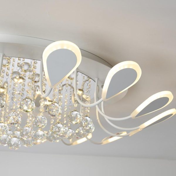 Flower Shaped Dimmable LED Crystal Modern Flush Mount Lighting Ceiling Light - Image 14