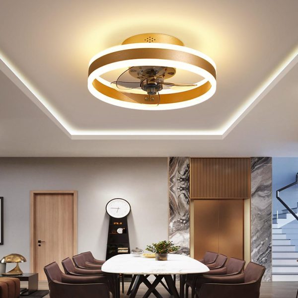 16'' Circular Dimmable Modern Ceiling Fan Light Flush Mount LED Chandelier with Fan - Image 4