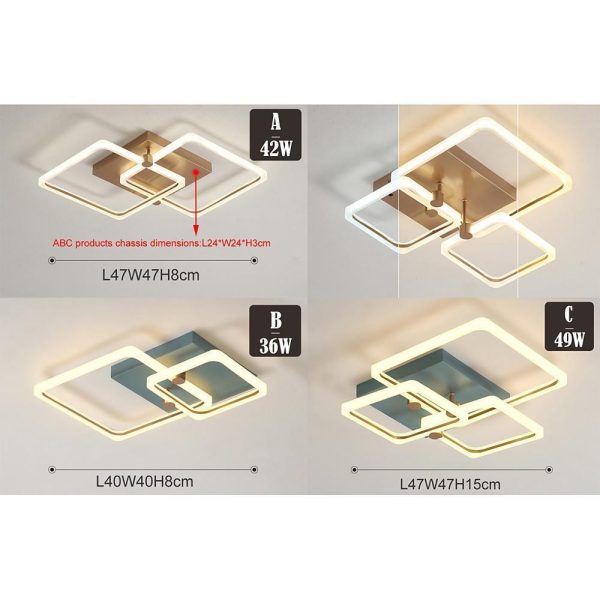Squares Artistic Dimmable LED Modern Ceiling Lights Flush Mount Lighting - Image 11