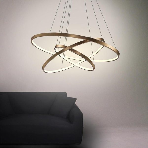 3 Ring Intterweaved Circle Design Pendant Lighting Aluminum Acrylic LED Ceiling Light - Image 9