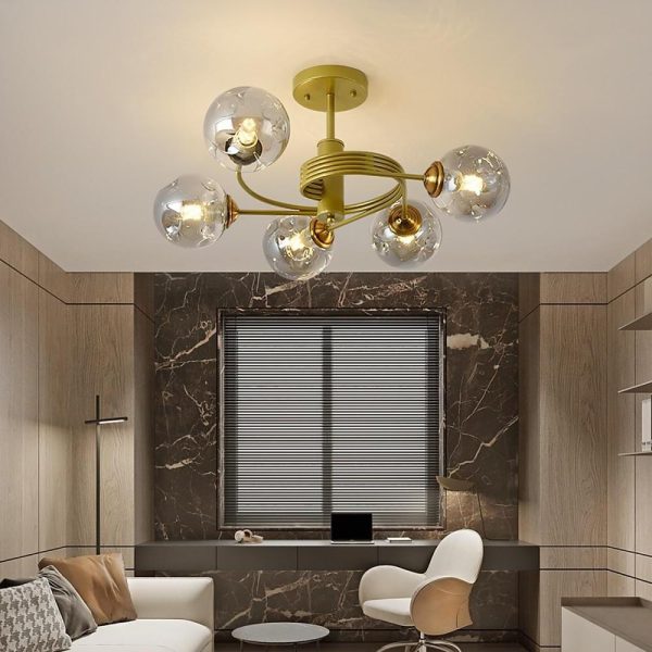 Swirling Nordic Globe Bubble Chandelier Metal Glass Bedroom Chandelier - Image 4