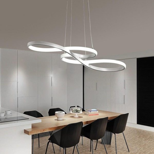 Metal Silica Pendant Hanging Light for Dining Room LED Abstract Curved Strip Chandelier - Image 2