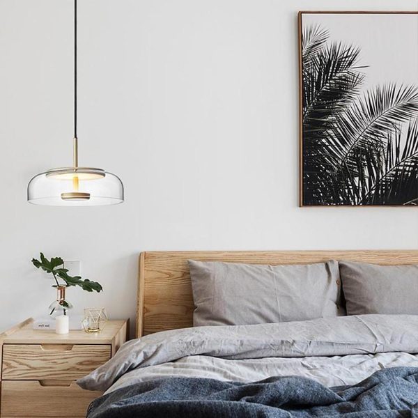 Circular Electroplated Metal Glass LED Modern Pendant Light Hanging Lamp - Image 3