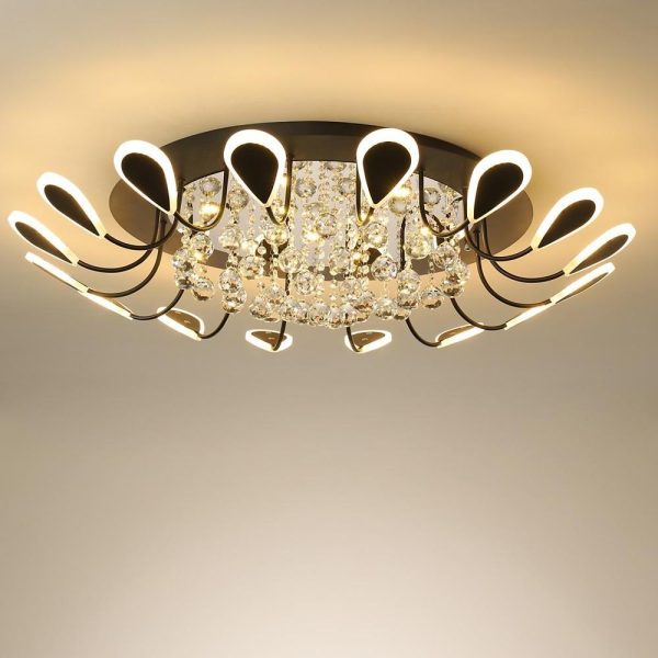 Flower Shaped Dimmable LED Crystal Modern Flush Mount Lighting Ceiling Light - Image 7