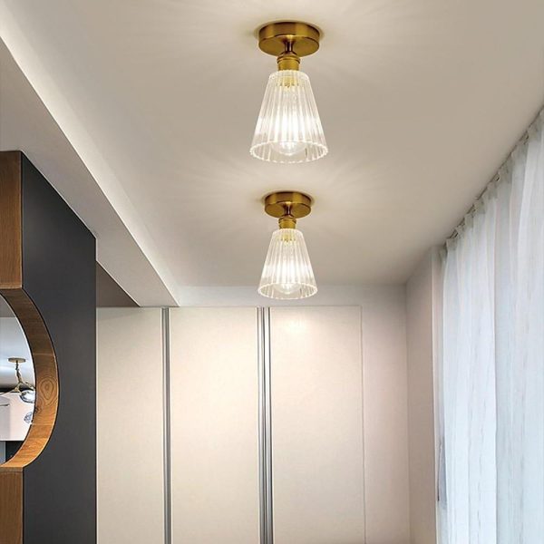 Lantern Modern Glass Copper Hallway Pendant Light Industrial Pendant Lighting - Image 5