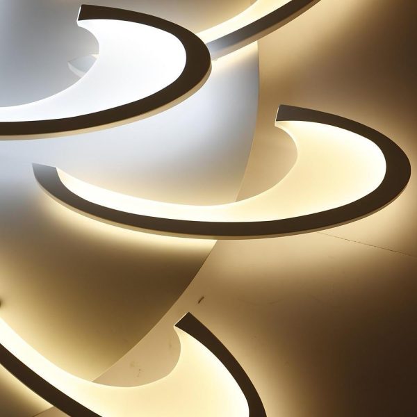 Modern Geometric Wave Flush Mount Light Fixtures Circle Ceiling Light 1 Bulb - Image 5