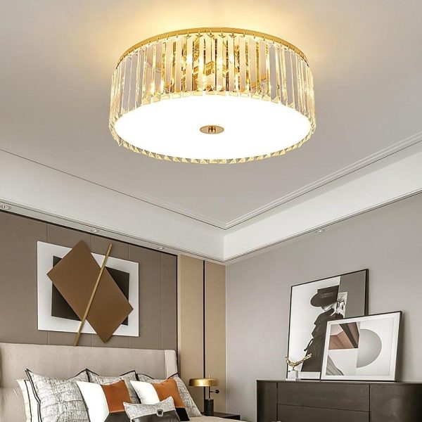 Candelabra Flush Mount Ceiling Light Metal Crystal Unique LED Light - Image 3